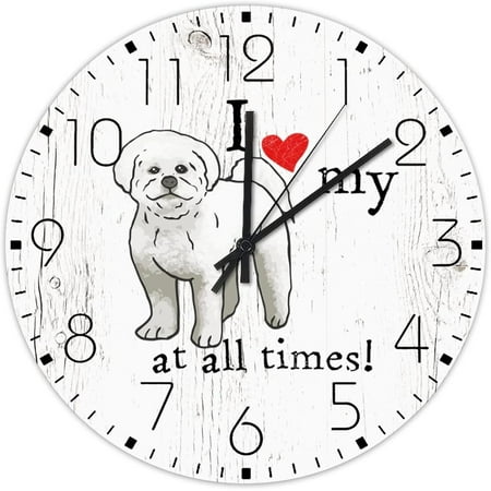 15X15 Inch Silent Clock Wall I Love My Dogs At All Times Home Decor For Cafe Shop Beautiful Pet Dogs Wall Clocks Double-Sided Round Wooden Wall Clock Rustic For Cabin Fitness Room