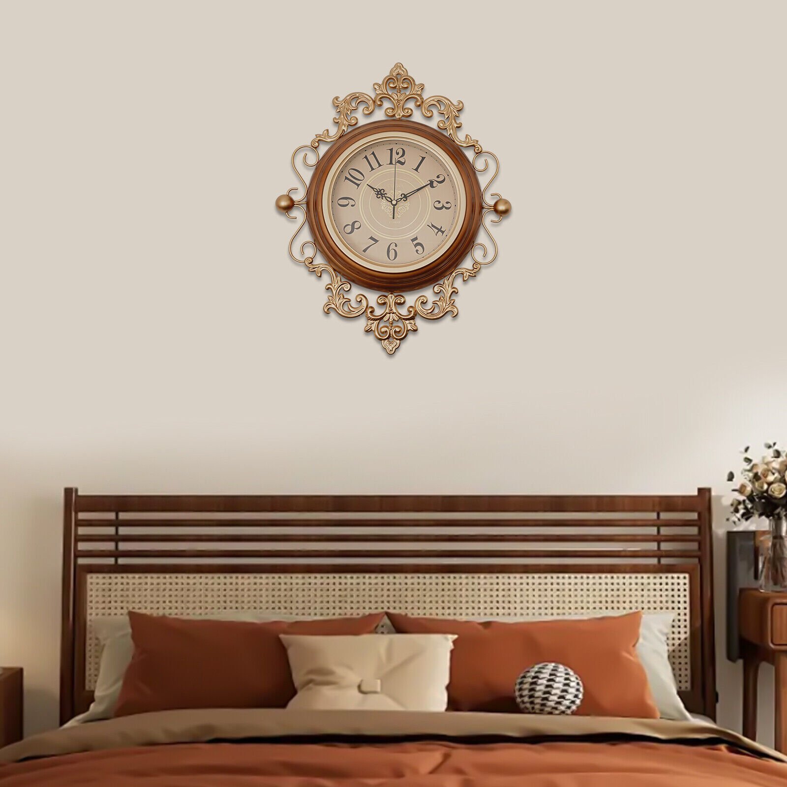 16" Round Wall Clocks Non-Ticking Silent, Battery Operated Home Decor Clock USA