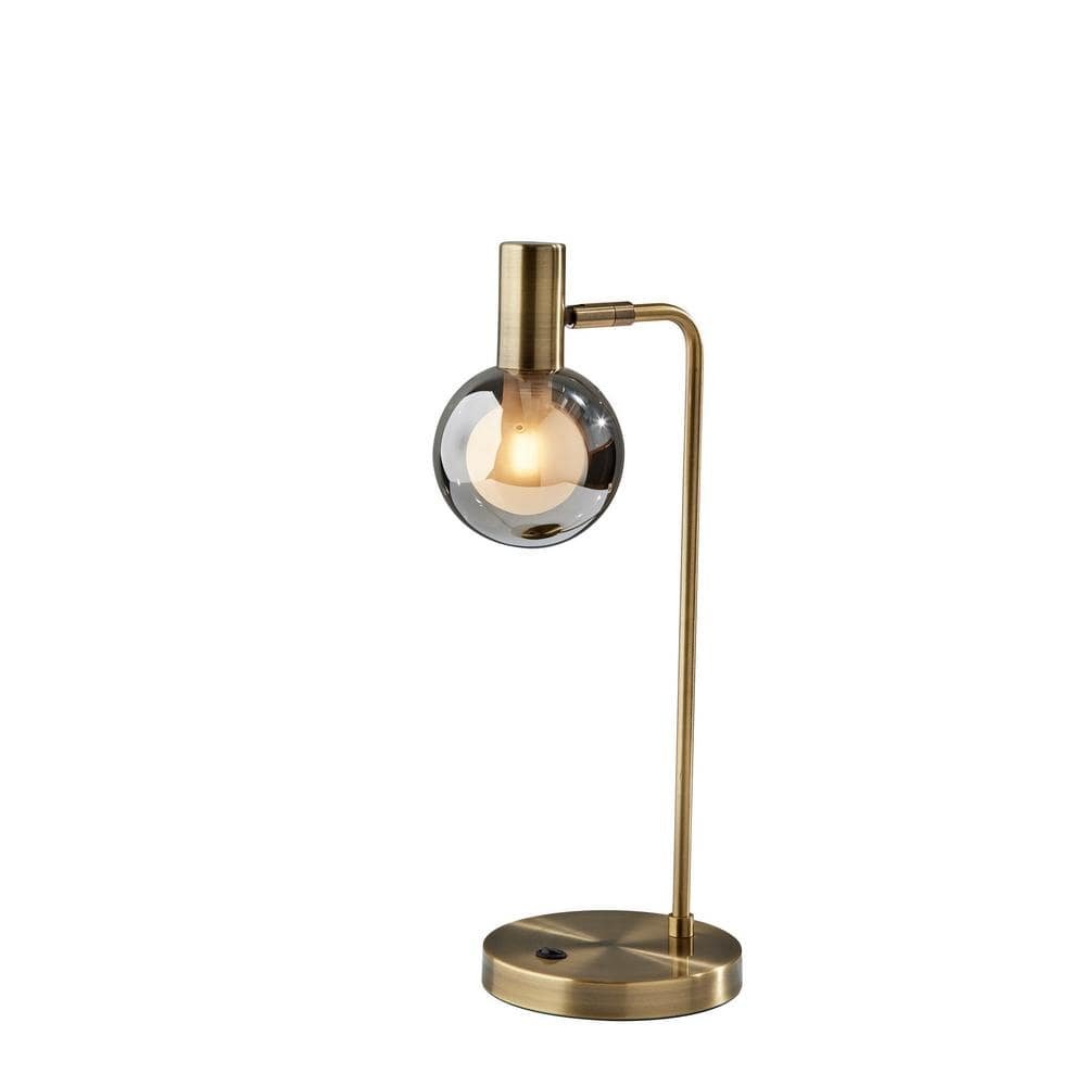 17.5 in. Gray Modern Integrated LED Buffet Table Lamp with Gray Glass...