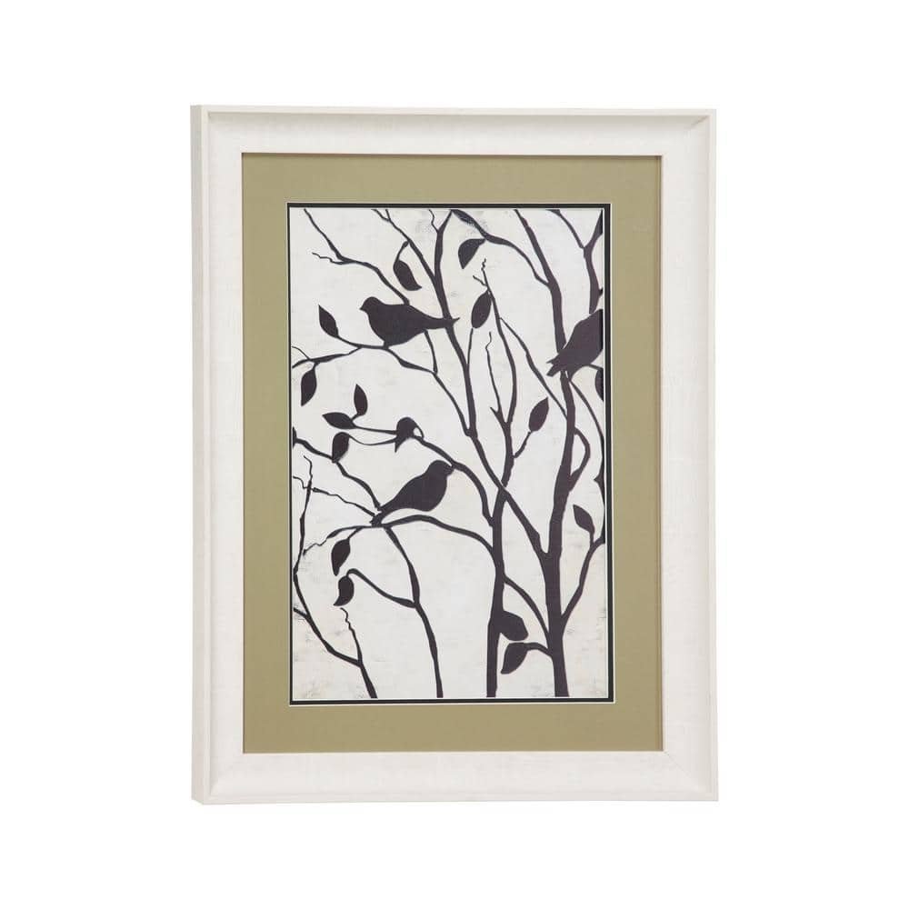 17.5 in. x 23.5 in. Black and White Rectangular Bird Illustration Print...