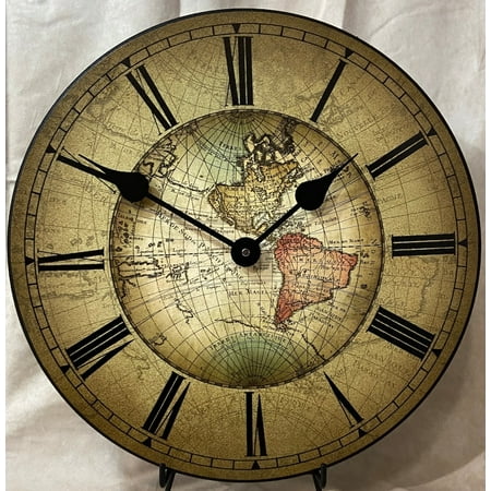 17th Century World Map Wall Clock | Beautiful Color, Silent Mechanism, Made in USA