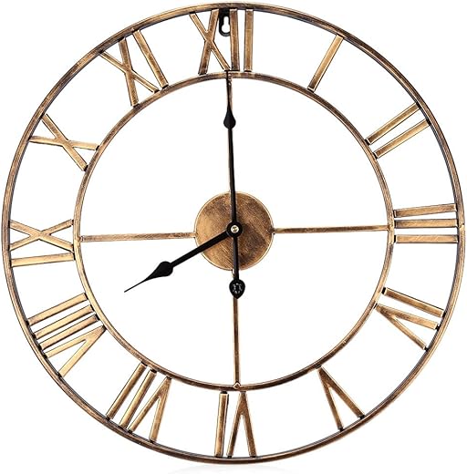 18.5 Inch Oversized 3D Iron Decorative Wall Clock Retro Roman Numerals Design