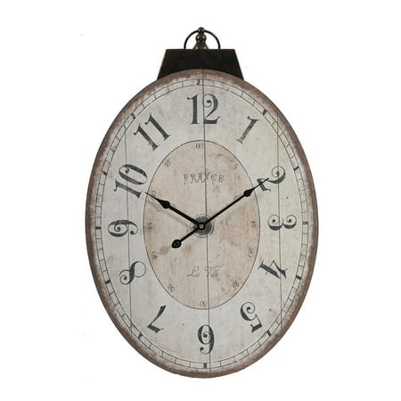 18 Oval Ivory Wood Analog Wall Clock