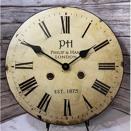 1914 Philip & Haas Hanging Wall Clock | Beautiful Color, Silent Mechanism, Made in USA