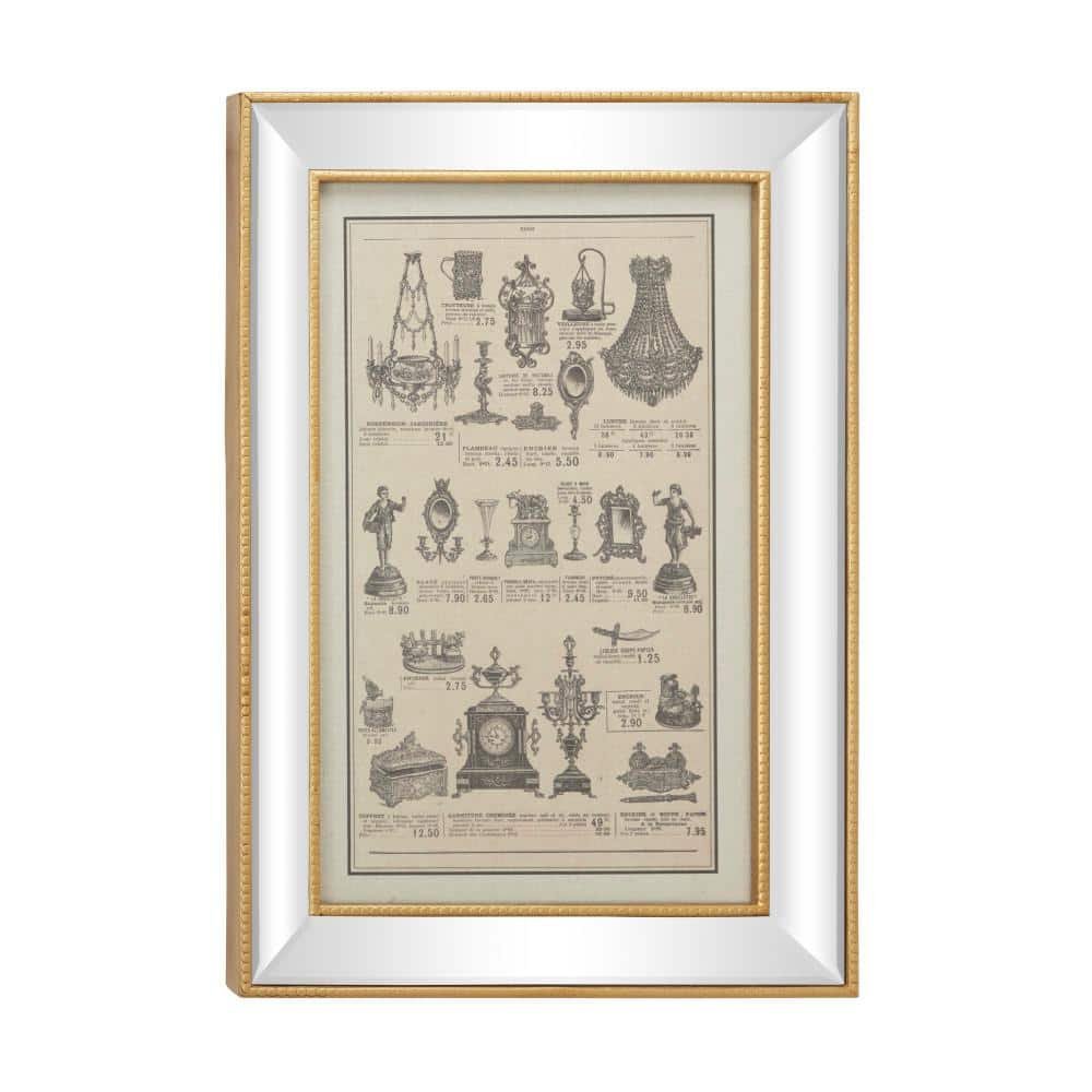 19.5 in. x 28.5 in. Large Vintage Style French Illustrations Textile in...