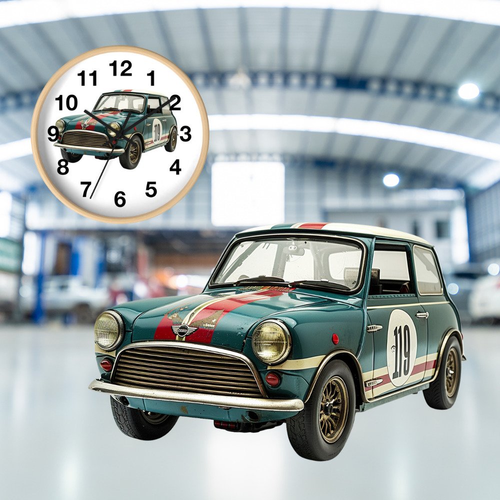 1964 Mini Cooper S, Wall Clock, kitchen clocks, unique gifts, Office wall clock.