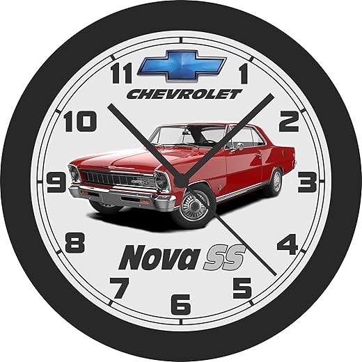 1966 Chevy Nova SS Wall Clock-Choose 1 of 4 Colors