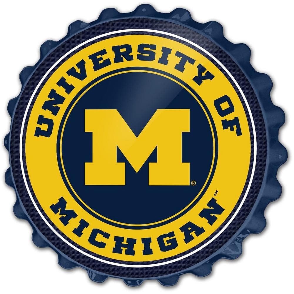 19 in. Michigan Wolverines Plastic Bottle Cap Decorative Sign