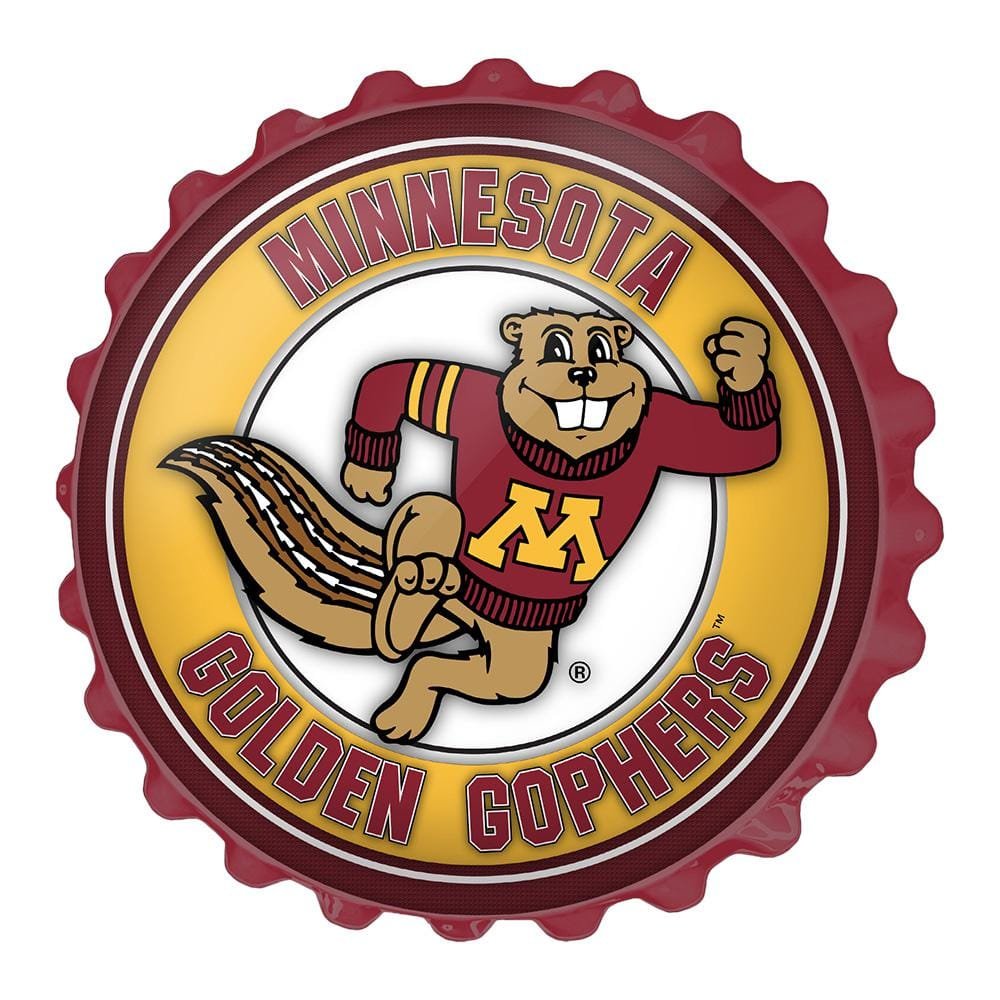 19 in. Minnesota Golden Gophers Goldy Plastic Bottle Cap Decorative Sign