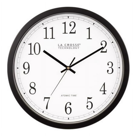 1 Pc, La Crosse Technology 14 In. L X 14 In. W Indoor Modern Analog Atomic Wall Clock Glass/Plastic Black