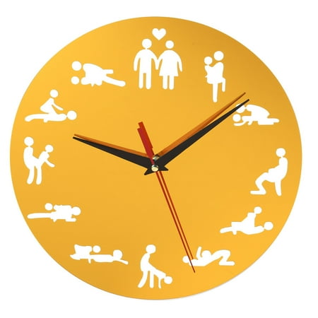 1Pc Sexual Position 24Hours Novelty Wall Clock Make Love Clocks Bedroom Decoration Golden