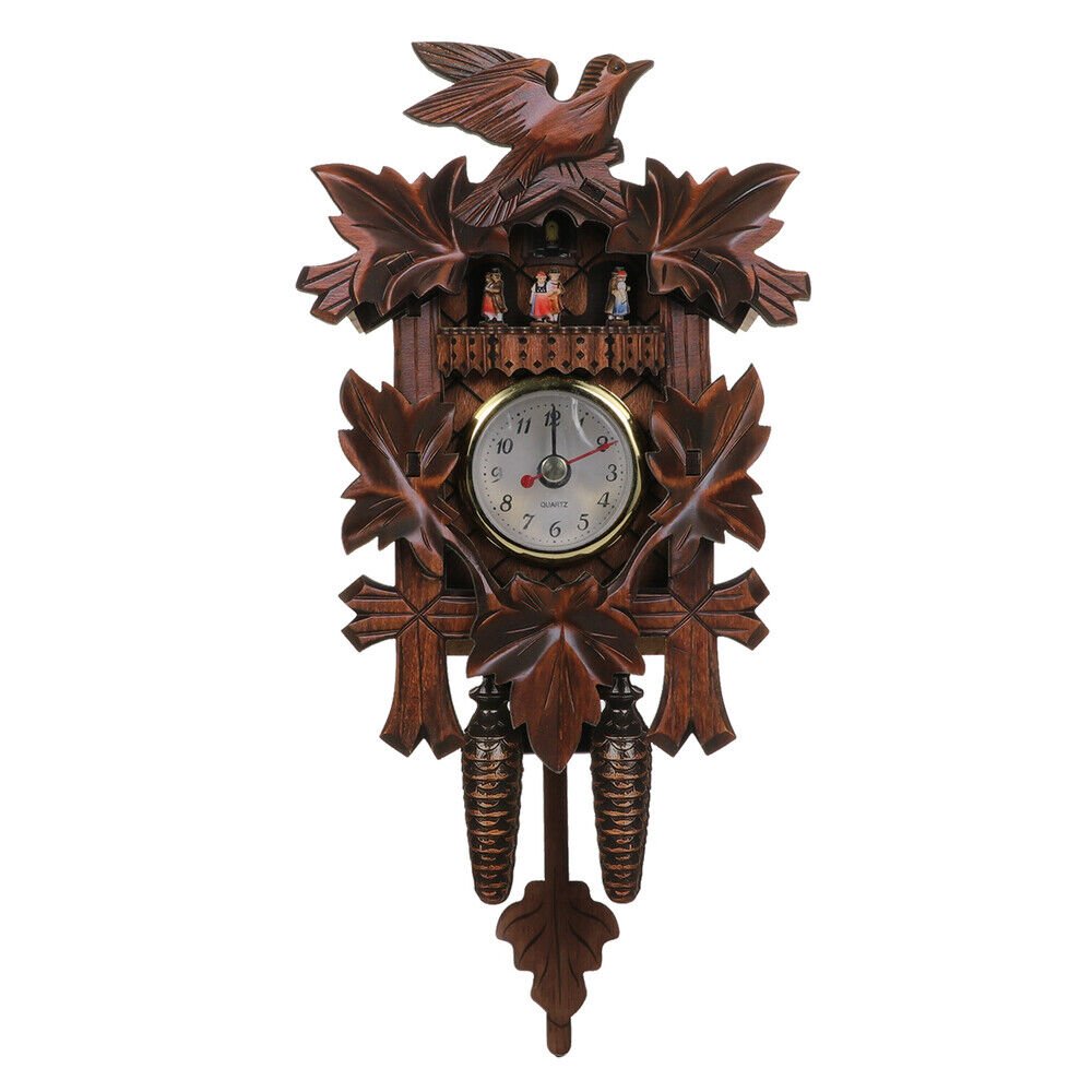 1pc Wooden Cuckoo Wall Clock Wood Cuckoo Clock Vintage Wood Clock