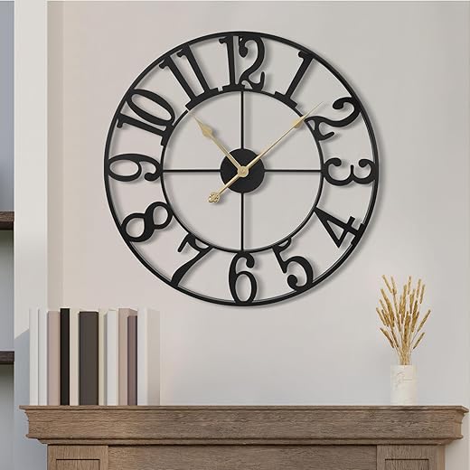 1st owned Large Wall Clocks for Living Room Decor, Silent Non Ticking Wall Clocks Battery Operated, 18 Inch Decorative Analog Metal Indoor Wall Clock for Kitchen, Bedroom, Office Decor