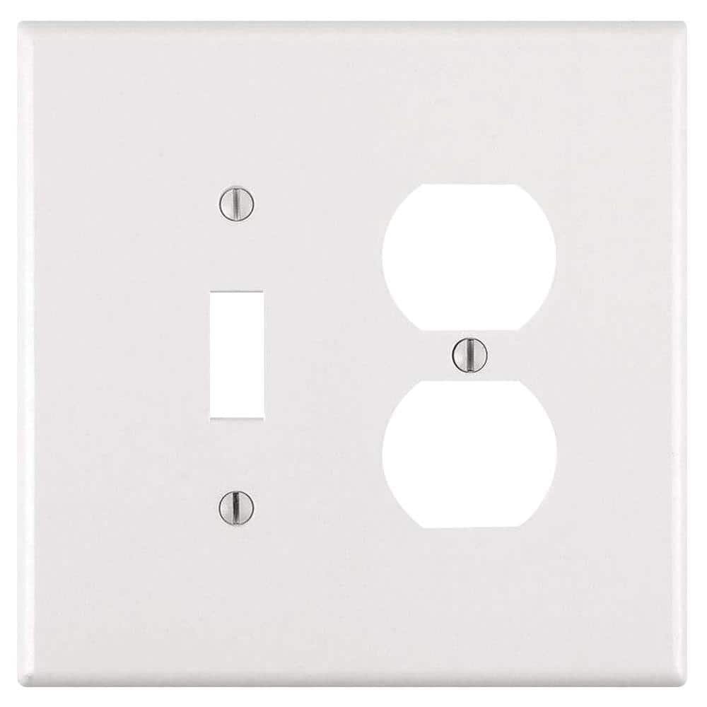 2-Gang White 1-Toggle / 1-Duplex Outlet/Receptacle Plastic Jumbo/Oversized Wall Plate (1-Pack) 88105-00W
