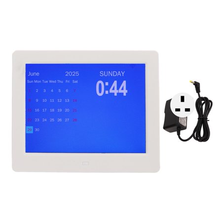 2024 Digital Clock Calendar 8in Electronic WIFI with Date Day Reminder Weather Forecast for Elderly White 100?240V UK Plug