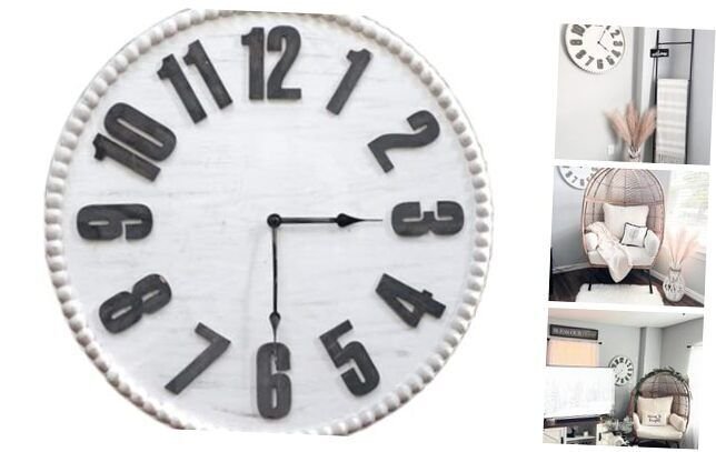 20'' Farmhouse Wall Clock, Rustic 3D Wooden Beaded Wall Clock, Oversized Wall