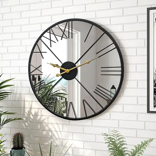 20inch Large Mirror Wall Clock Decorative Metal Wall Clocks for Living Room Decor Modern Wall Decoration for Bedroom, Dining Room,Office