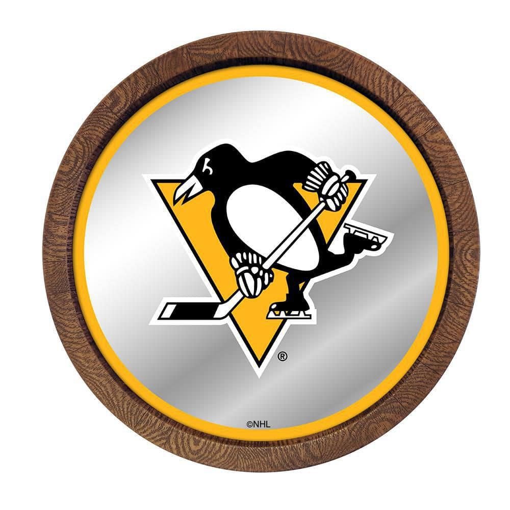 20 in. Pittsburgh Penguins Barrel Top Mirrored Decorative Sign
