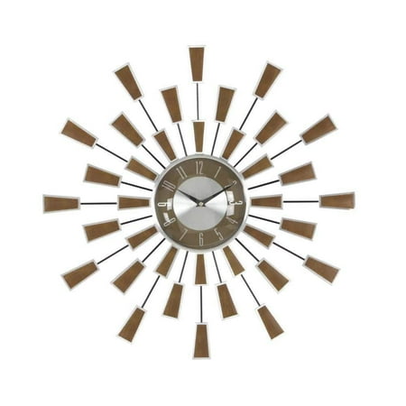 22 in. x 22 in. Brown Metal Starburst Wall Clock