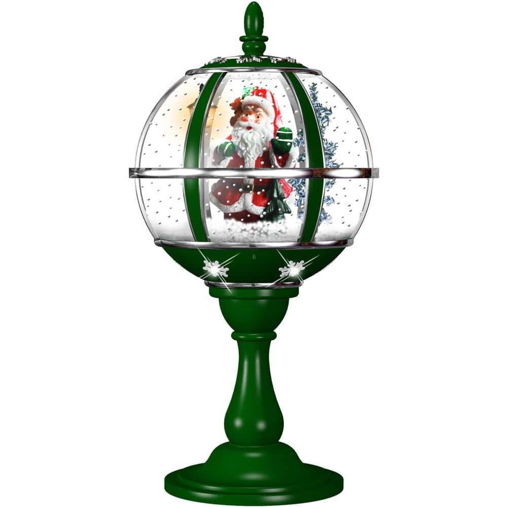 23 in. Christmas Musical Snow Globe with Santa Scene, Cascading Snow and...
