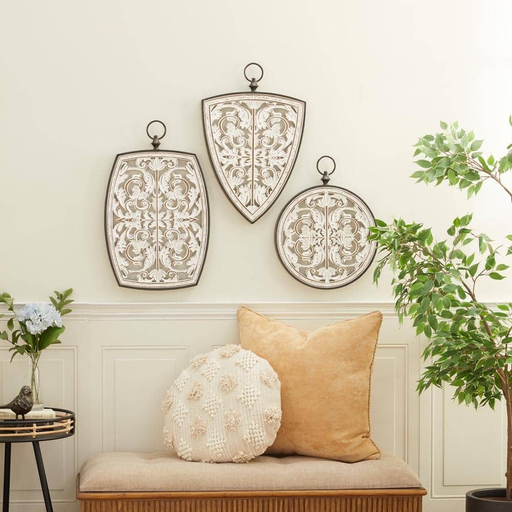 23 in. x 15 in. White Wood Farmhouse Wall Decor (Set of...