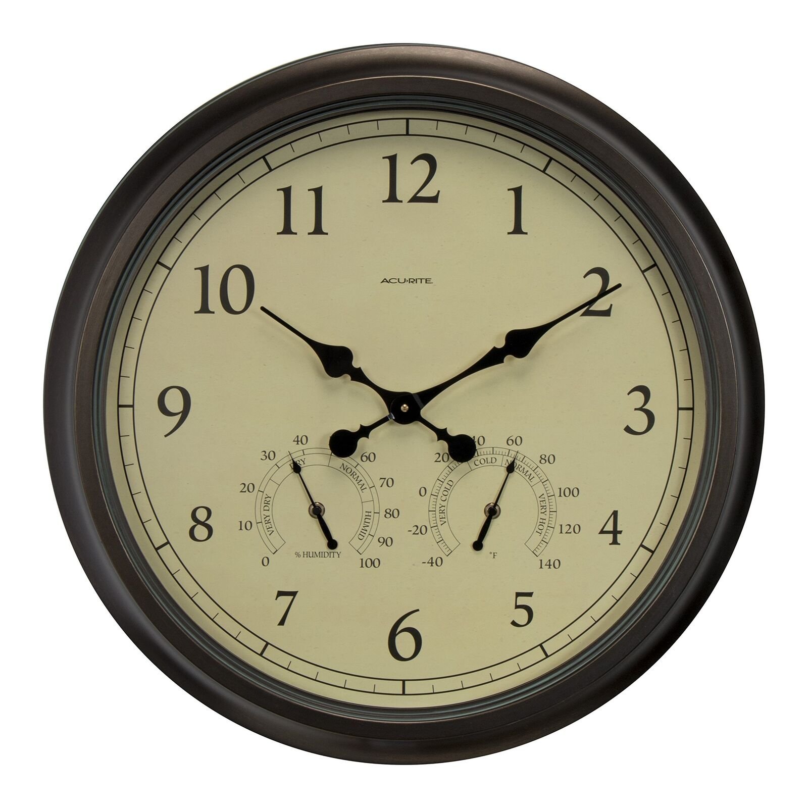 24-inch Weathered Wall Clock with Thermometer and Hygrometer