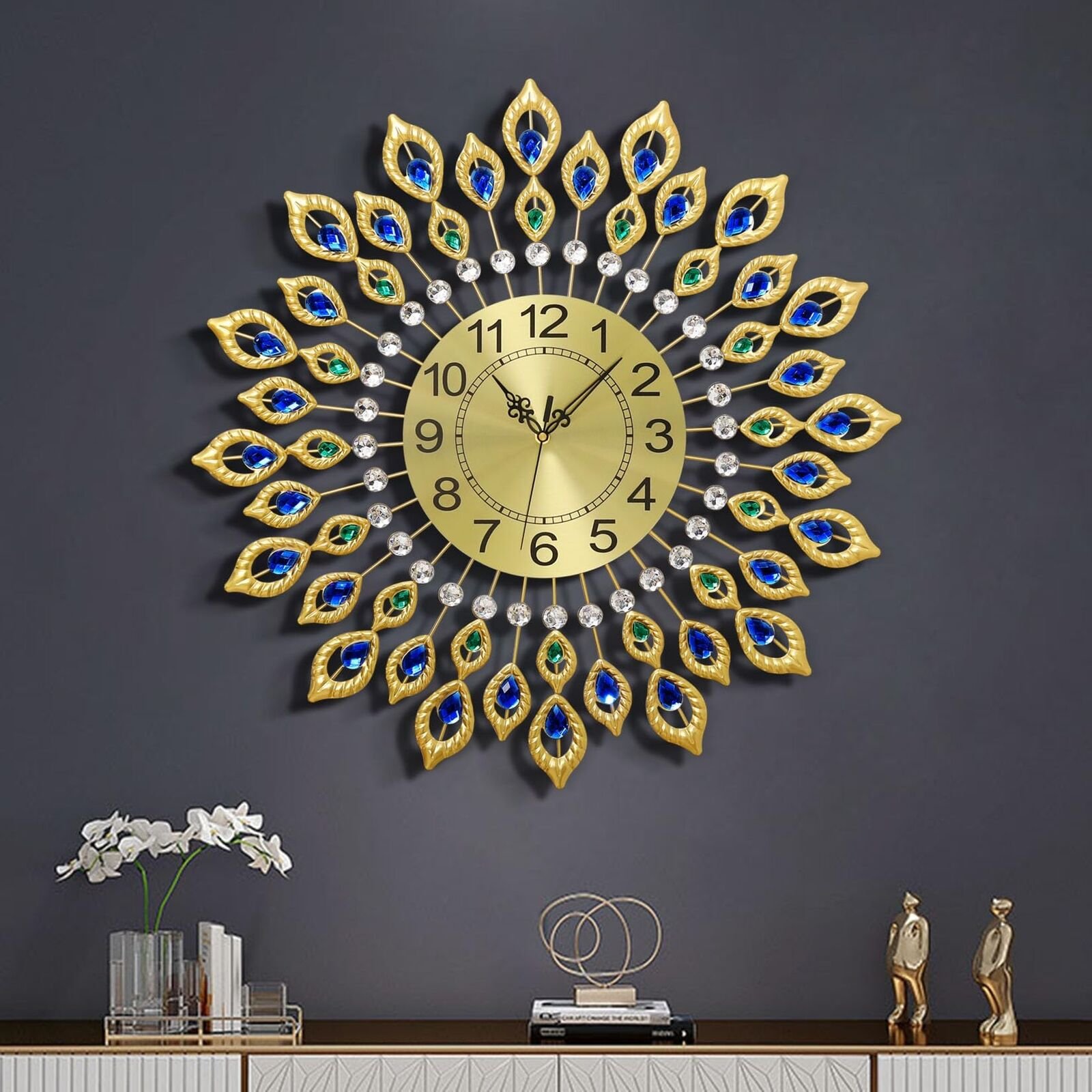 24.0 Inch Gold Large Wall Clocks For Living Room Decorelegant 3d Modern Wall Clo