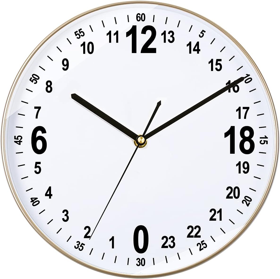 24 Hour Wall Clock 12 Inch Round Wall Clock Easy to Read White Dial Modern Simple Style Decor Clock for Home/Office/School/Kitchen/Bedroom/Living Room