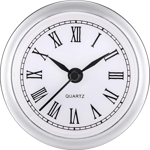 2.4 Inch (61 mm) Quartz Clock Fit-up/Insert with Roman Numeral, Quartz Movement (Silver Rim)