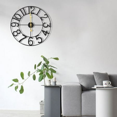 24 Metal Clock Wall Clock Large Cut-Out Farmhouse Decorative Indoor Outdoor Iron Wall Clock Decor for Living Room Bedroom Patio