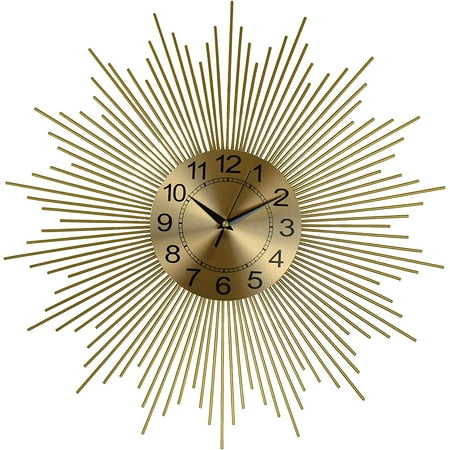 25 Round Gold Starburst Spikes Wall Clock