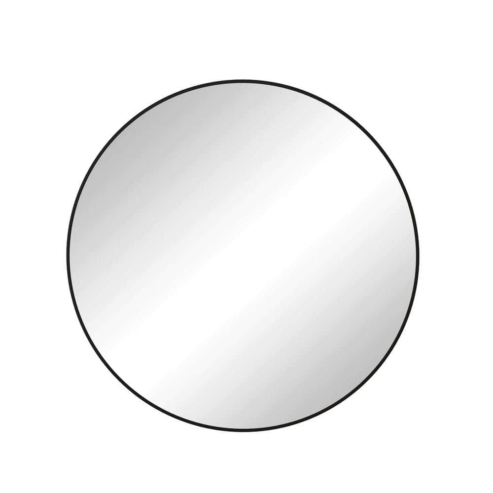 27.95 in. W x 27.95 in. H Round Black Metal Frame Decorative...