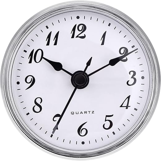 2.8 Inch/ 70 mm Quartz Clock Insert, Gold Trim, Arabic Numeral, Quartz Movement (Silver Trim)