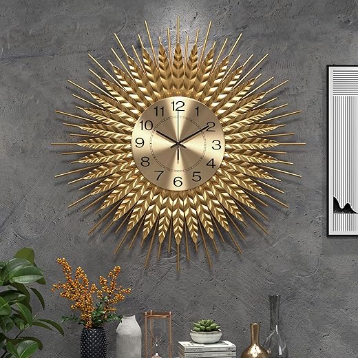 28 Inch Gold Large Wall Clock Decorative Metal Mid Century Wall Clocks, Modern Big Silent Non-Ticking Clock, Modern Handmade Home Art Decor for Living Room, Bedroom, Dining Room