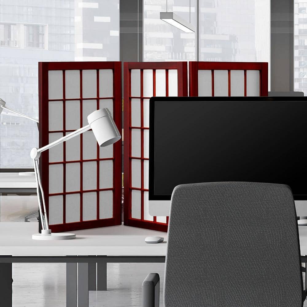 2 ft. Short Desktop Window Pane Shoji Screen - Rosewood - 3...