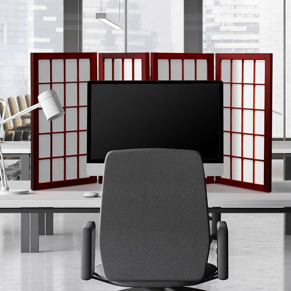 2 ft. Short Desktop Window Pane Shoji Screen - Rosewood - 4...