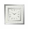 2 in. x 20 in. Silver Wooden Mirrored Wall Clock with Floating Crystals