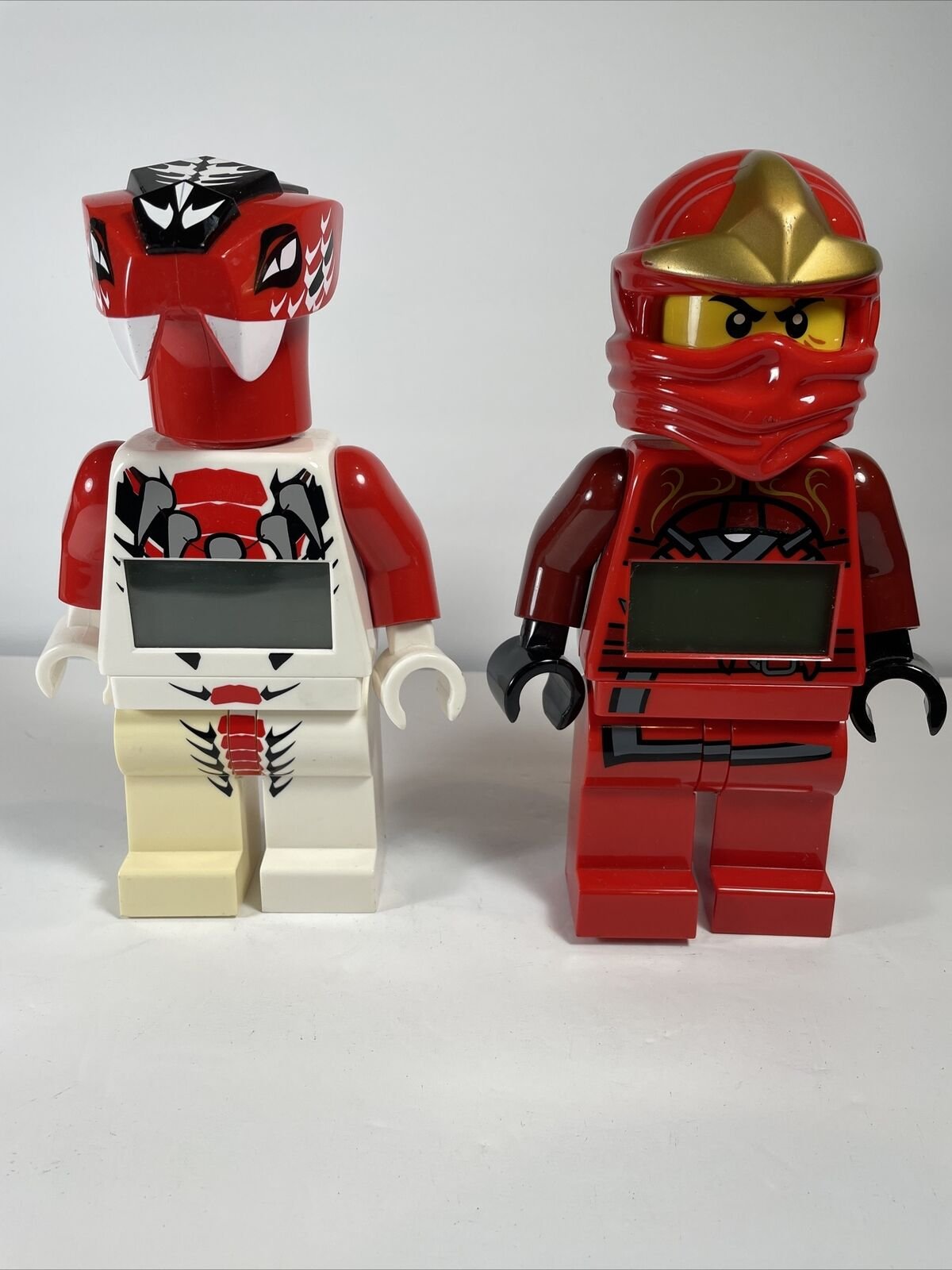 2 Lego Ninjago Alarm Clocks: Kai & Fang- Suei (Pre-Owned) Tested & Works.