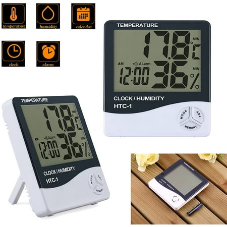 2 Packs Lcd Digital Hygrometer Thermometer Temperature Humidity Meter Indoor Clock -50°C~+70°C, 10%~99%Rh