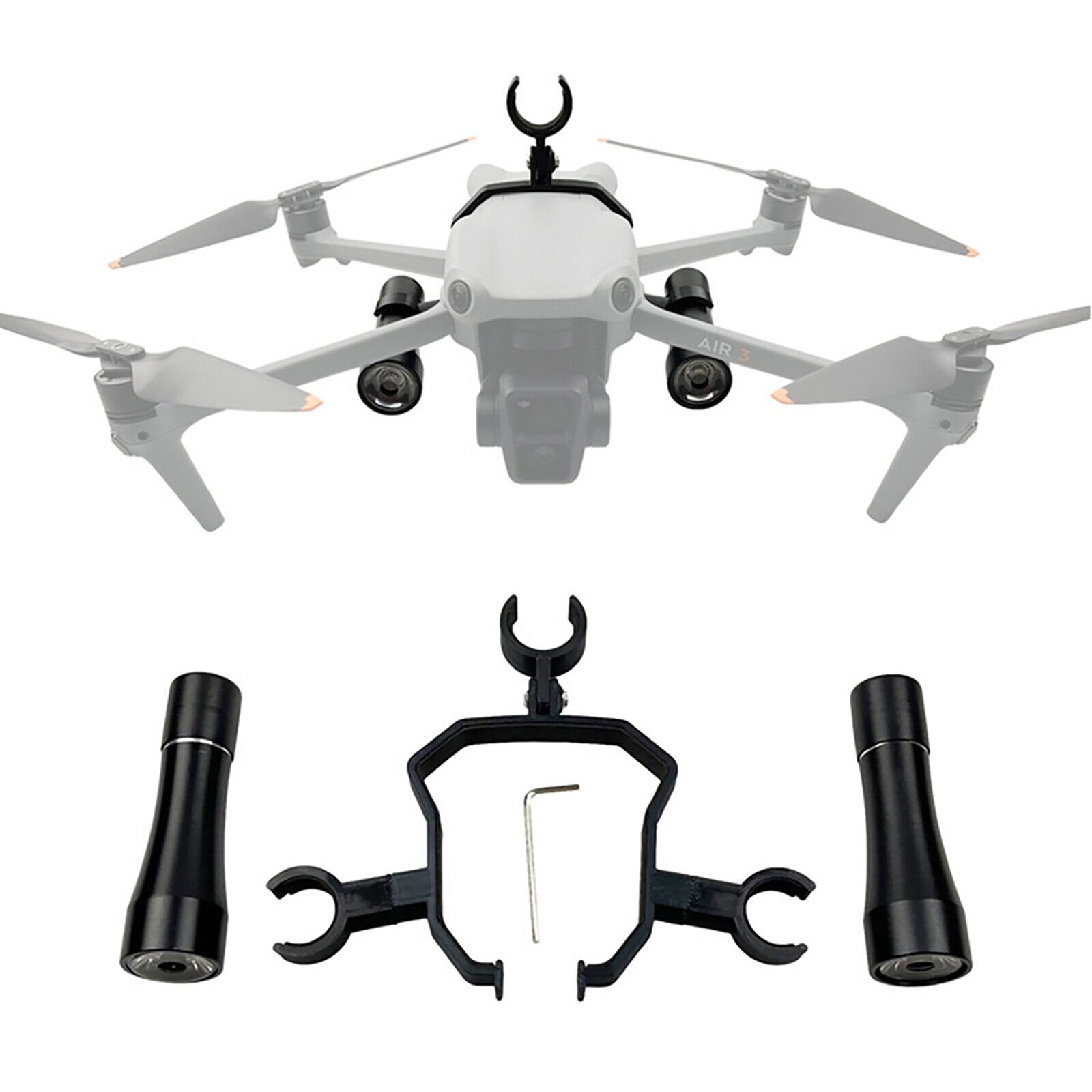 2 Pcs Black Flashlight With Bracket & Wrench Durable For DJI Air 3 Drone