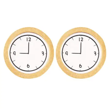 2Pcs Mini Wall Clock Adornment Mini Wood Clock Ornament Mini House Layout Prop