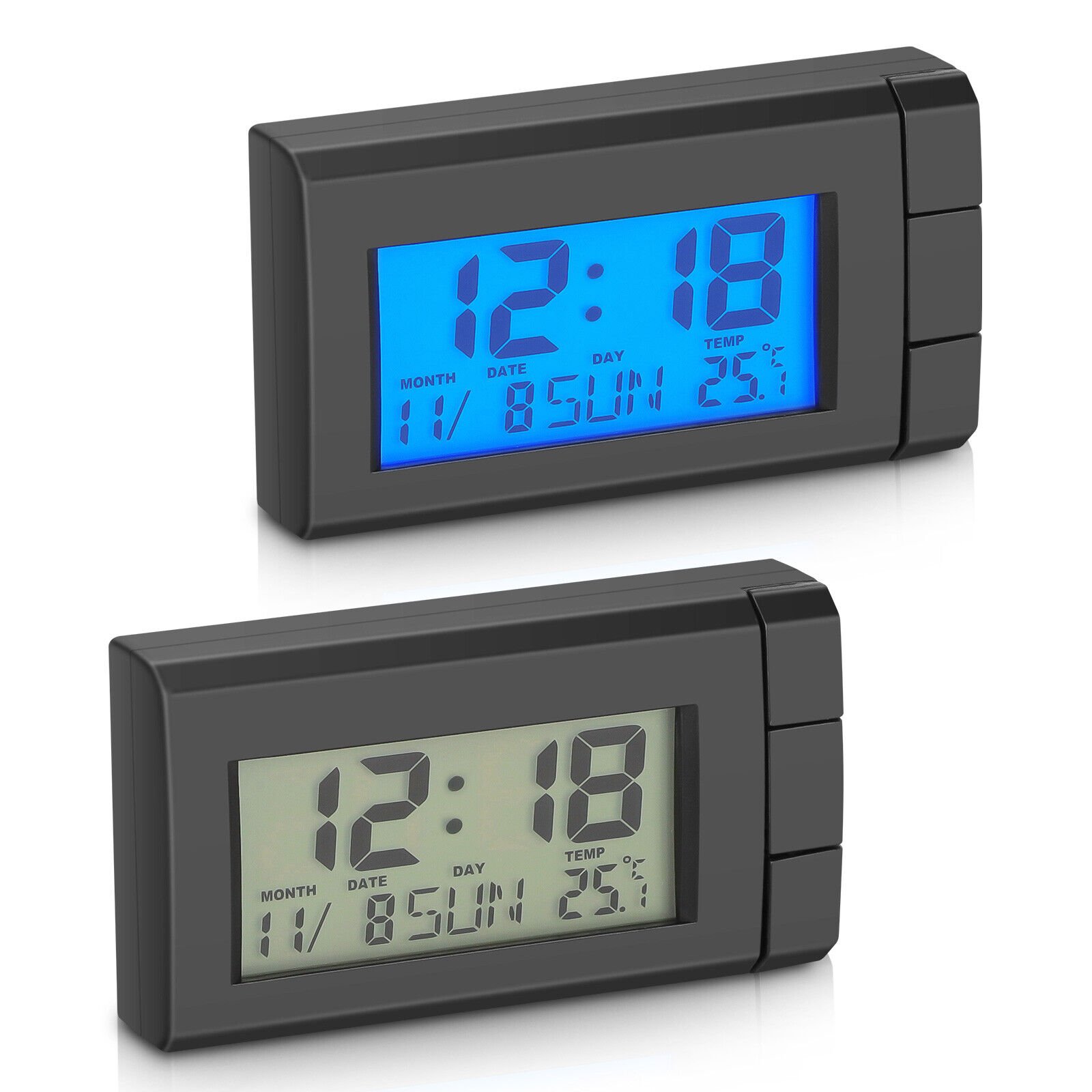 2X Mini Digital LCD Table Auto Car Dashboard Desk Date Time Calendar Small Clock