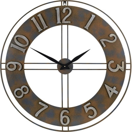 30-Inch Large Metal Decorative Rusty Wall Clock with Arabic Numerals