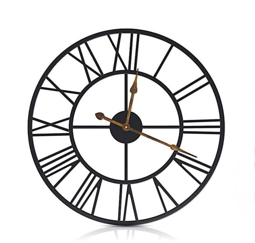 30 Inch Modern Farmhouse Roman Numeral Wall Clock XL Metal Industrial Home Decor