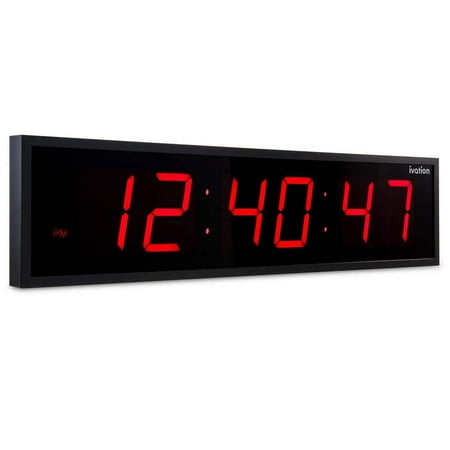 30 in. Large Digital Wall Clock, Wall Mounted LED Wall Clock, Red