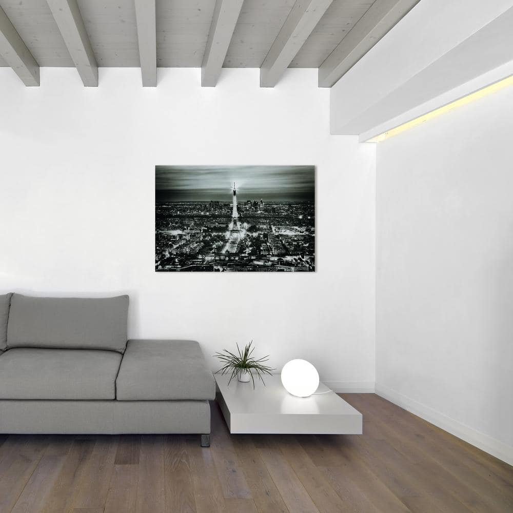 32 in. x 48 in. "Paris Night" Frameless Free Floating Tempered Glass...
