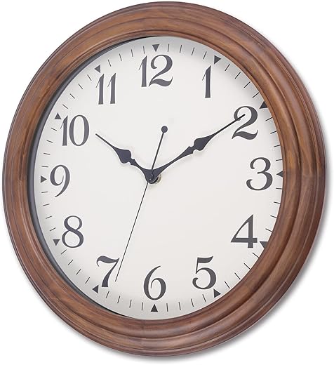 14 Inch Wooden Wall Clock, Retro Wood Wall Clocks Battery Operated, Large Silent Sweep Movement Accurate Wall Clock for Living Room Bedroom Housewarming Xmas New Year Present