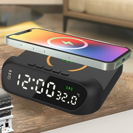 3-in-1 Wireless Charger Clock, 15W with LED Digital Display and Alarm - Features Temperature Display and Charging Bracket Wireless Charger iPhone New Charging Arrivals