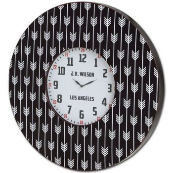 33 Oversize Contemporary Black and White Wall Clock w/ Dense Pattern and JK Wilson Los Angeles