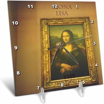 3dRose dc_31079_1 Mona Lisa-Desk Clock, 6 by 6-Inch